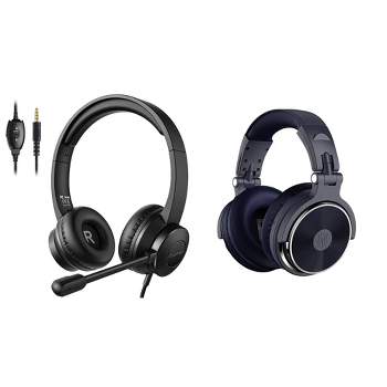 S100 Adjustable Microphone PC Headset w/ OneOdio Pro 10 Over Ear 50mm Driver Wired Studio DJ Headphones Headset