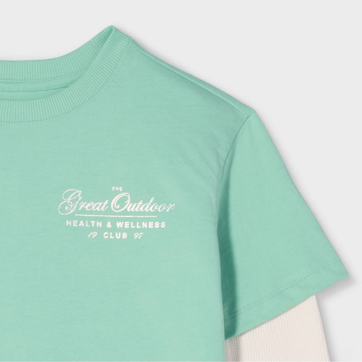 Girls' Twofer Long Sleeve Relaxed Fit 'Great Outdoors' Graphic T-Shirt - Cat & Jack™ Green - thumbnail 3