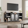 70" Boho TV Stand, Entertainment Center with Rattan Cabinet Doors, 4 Open Shelves & 2 Storage Cabinets, Mid-Century Modern TV Stands for Living Room - 4 of 4