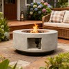 30" Propane Gas Fire Pit Table, 50000 BTU Round Concrete Fire Pit for Outside Patio Deck Garden Backyard- Light Gray - 2 of 4