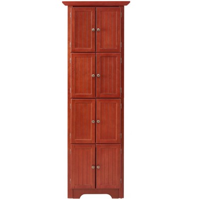 VYNXARIA 72-Inch Cherry Corner Storage Cabinets with 8 Doors and Adjustable Shelves for Kitchen and Home