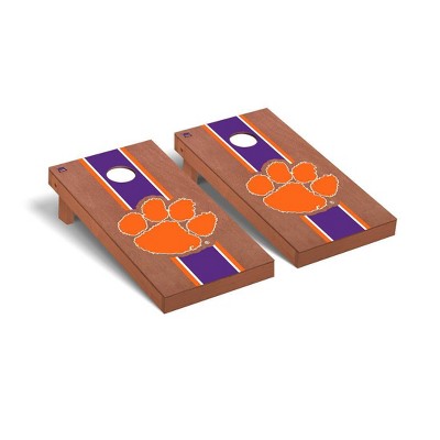 NCAA Clemson Tigers Premium Cornhole Board Rosewood Stained Stripe Version