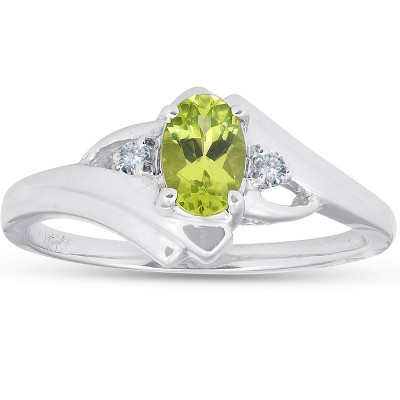 Pompeii3 5/8ct Oval Peridot & Diamond Ring 14K White Gold