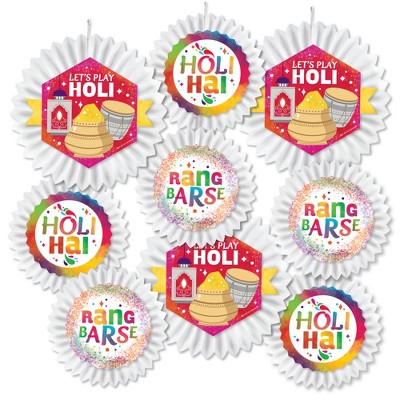 Colorful Holi Festival Hanging Paper Fan Decoration Kit