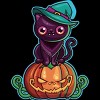 Girl's Design By Humans Ferociously Cute Halloween Vampire Witch Kitty Cat By LittleBunnySunshine T-Shirt - 2 of 2