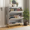 Resenkos Shoe Cabinet with 2 Flip Drawers, Freestanding Shoe Cabinet Organizer with Metal Legs, Shoes Storage Cabinet for Entryway, White - 2 of 4