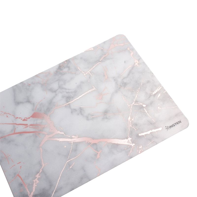 Insten Reflective Marble Design Mouse Pad - Anti-Slip Mat for Wired/Wireless Gaming Computer Mouse, White/Rose Gold, 5 of 10