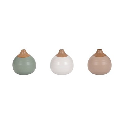 Sagebrook Home Set of 3 Glazed Bud Vases Group of Ceramic Flower Vases Decorative Table