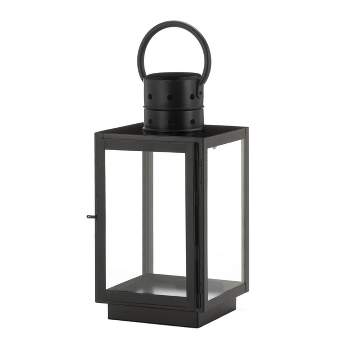 15" Iron Square Outdoor Lantern Black - Zingz & Thingz
