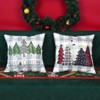 Christmas Pillow Covers 18x18 Inch Set of 2 Trees Red Black Green Light Blue Buffalo Plaid - 4 of 4