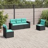 vidaXL 5 Piece Patio Sofa Set with Cushions - Black and Blue Without Table - 2 of 4