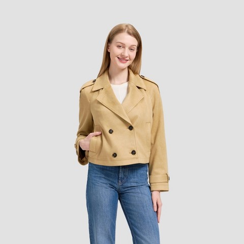 Женские куртки Universal Thread Women's Faux Suede Cropped Trench Coat - Universal Thread™ Khaki XL