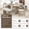 6-Piece Dining Set with Solid Wood Table, 4 Upholstered Chairs & Bench, Curved Legs, Padded Seats, Compact 2-Box Shipping-Cuddlewood - 2 of 4