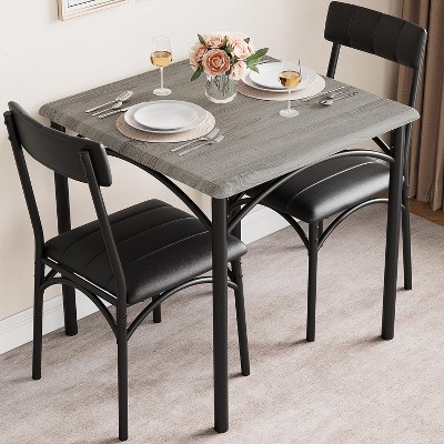 3-Piece Square Dining Set for 2 - Upholstered Chairs, Small Space Kitchen Table, Apartment Breakfast Nook