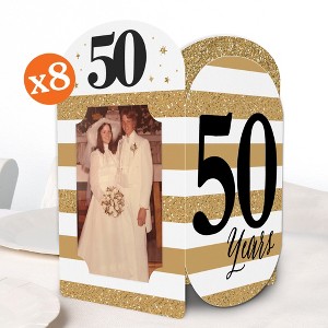 Big Dot of Happiness We Still Do 50th Wedding Anniversary Photo Holder Centerpieces, 4x6 Picture Display Box, White & Gold Table Decoration, 8 Ct - 1 of 4