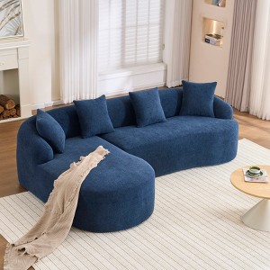 Racxily Boneless L-Shape  Sofa with Curved Chaise,Orange Modular Chenille Compression Couch,30D High-Density Foam - 1 of 4