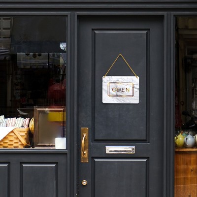 Gold Marble Double Sided Open Closed Hanging Sign, 2 Pack