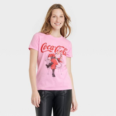 Women's Coca-Cola Santa Short Sleeve Graphic T-Shirt - Pink