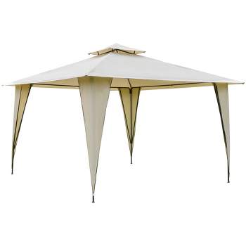 Outsunny 12' x 12' Outdoor Canopy Tent Party Gazebo with Double-Tier Roof, Steel Frame, Included Ground Stakes