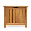 15-Gallon Acacia Deck Box with Hydraulic Lid and Slatted Sides,Small Weather-Resistant Outdoor Storage for Patio-The Pop Home - 2 of 4