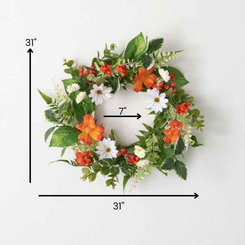 31"H Sullivans Tangerine Cream Small Wreath, Multicolor, 3 of 4