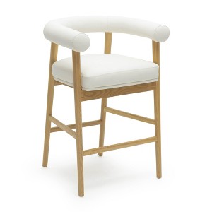 TOV FurnitureSpara Performance Vegan Leather Counter Stool White 22.9"W x 21"D x 33.5"H - 1 of 4