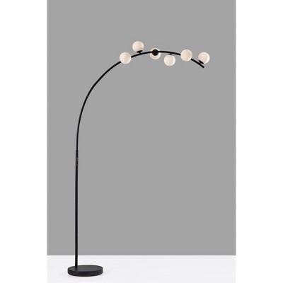 Black Adjustable Arc Lamp with Opal Glass Shades