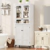 Dining Room 63 in Tall Storage Cabinet, Kitchen Pantry Cabinet 5 Tier Bathroom Cabinet w/ 4 Doors Adjustable Shelves - 3 of 4