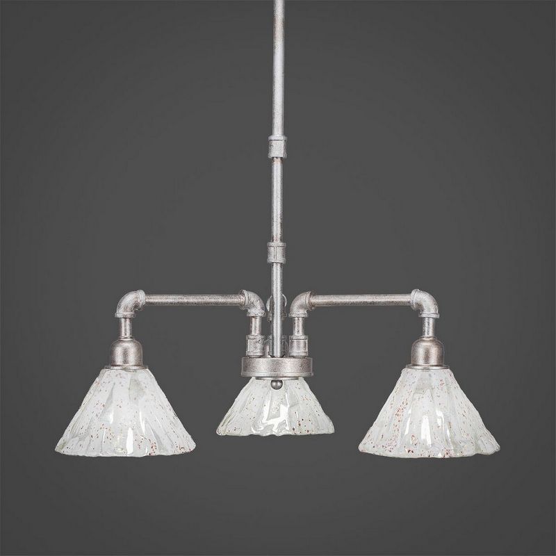 Toltec Lighting Vintage 3 - Light Chandelier in  Aged Silver with 7" Italian Ice Shade, 1 of 2