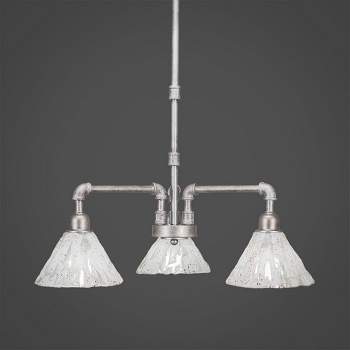 Toltec Lighting Vintage 3 - Light Chandelier in  Aged Silver with 7" Italian Ice Shade