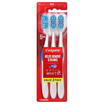 Colgate 360 Optic White Whitening Toothbrushes - Soft Bristles - 3ct