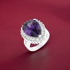 Slickblue Stunning 14.4 Ct Purple Pear Cut Cocktail Ring, Clear CZ, Rhodium Plated Jewelry for Women, Sizes 5-10 - 2 of 4