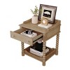 Elegant Wooden Nightstand with Drawer and Open Shelf, Rustic Wood Side Table with Storage for Bedroom or Living Room – Maison Boucle - 3 of 4