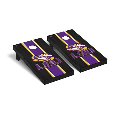 NCAA LSU Tigers Premium Cornhole Board Onyx Stained Stripe Version