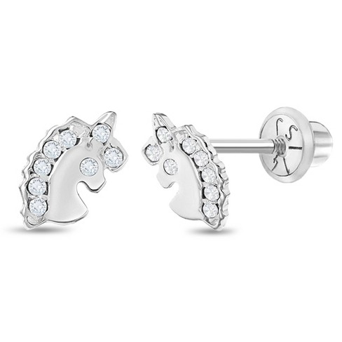 Girls' Classic Solitaire Screw Back 14k Gold Earrings - Clear - In
