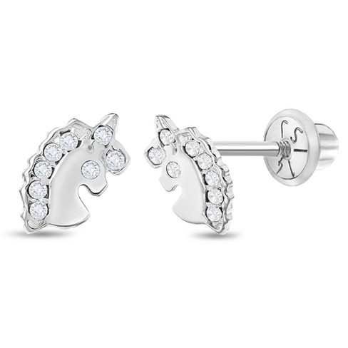 Girl's Classic Setting Solitaire Screw Back Sterling Silver Earrings - In  Season Jewelry : Target