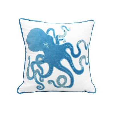 RightSide Designs Blue Inkling Octopus Indoor Applique Throw Pillow