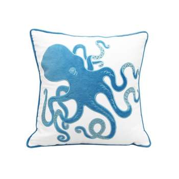 RightSide Designs Blue Inkling Octopus Indoor Applique Throw Pillow