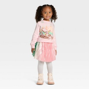 Toddler Girls' 2pc The Grinch Christmas Fleece Sweatshirt and Skirt Set - Pink - 1 of 4