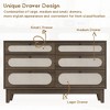 6 Rattan Drawer Dresser with USB Ports and Outlets, Chests of Drawers Storage for Bedroom, Living Room, Hallway, Bedside, Dining Room - 4 of 4