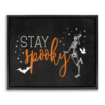 Stupell Industries Stay Spooky Skeleton Black Framed Floater Canvas Wall Art