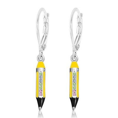 Chanteur Hypoallergenic Kids Jewelry Accessories Pencil CZ White Gold Palladium Plating Earrings leverback is made from 925 Sterling silver
