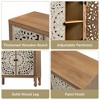 Buffet Cabinet with Storage, Distressed Storage Cabinet with 4 Carved Doors and Adjustable Shelf, Wooden Accent Sideboard Buffet Cabinets - 4 of 4