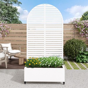PexFix 72 in. H x 35 in. W White Metal Arch Wall Planter Box with Trellis for Climbing Plants - 1 of 4