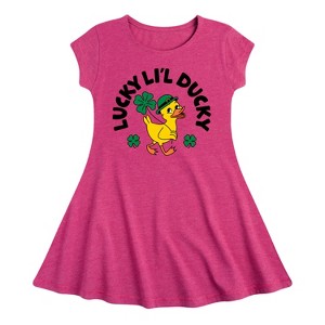 Girls' - Instant Message - St. Patrick's Day Lucky Lil Ducky Fit & Flair Cap Sleeve Dress - 1 of 2