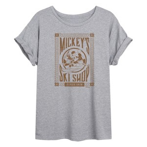 Women's - Disney - Mickeys Ski Shop Oversized Graphic T-Shirt - 1 of 4