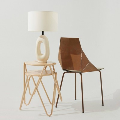 Artemis 22" White Ceramic Table Lamp with Cotton Shade