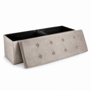 Sorbus Collapsible Bench Ottoman With Cover - Faux Suede - 1 of 4