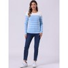 INSPIRE CHIC Women's Color Block Round Neck Long Sleeves Striped Basic T-Shirt - 3 of 4