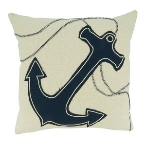 Saro Lifestyle Poly-Filled Throw Pillow With Anchor Appliqué Design - 1 of 3